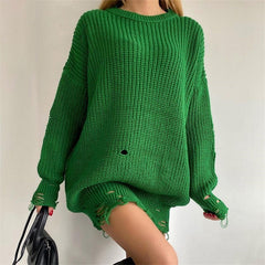 Knitted Solid Pullover Casual Sweater