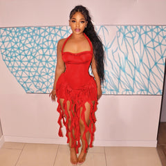 Halter Fringe Bodycon Dress