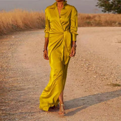 Party-Maxikleid aus Satin mit Stehkragen