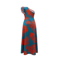 Trägerkleid mit Feder-Print