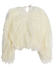 Ruffle Layered Sheer Chiffon Top