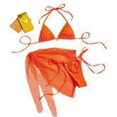 Hot Drilling Fishnet Backless Halter Neck Bra Mini Skirt Matching Set