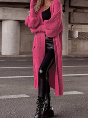 Strickjacke mit Laternenärmeln und Taschen