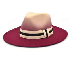 Large Brim Fedora Wool Ribbon Ombré Panama