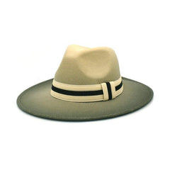 Large Brim Fedora Wool Ribbon Ombré Panama