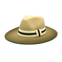 Large Brim Fedora Wool Ribbon Ombré Panama