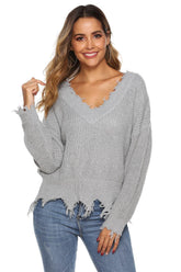 Schulterfreier, gerippter Pullover mit langen Ärmeln und offenem Saum