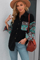 Chaqueta estampada con cuello abotonado