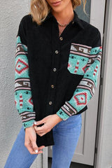 Chaqueta estampada con cuello abotonado