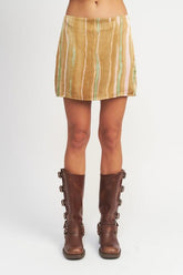 PRINTED LOW WAIST MINI SKIRT