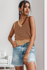 Chaleco tipo suéter con cuello en V y rayas