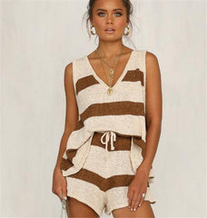 Stripped Vest and Shorts Set