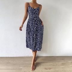 Spring polka dot print bohemian print dress skirt