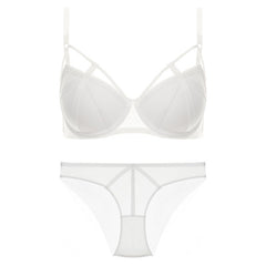 Klassisches Bandage-Push-Up-Spitzen-BH- und Höschen-Set