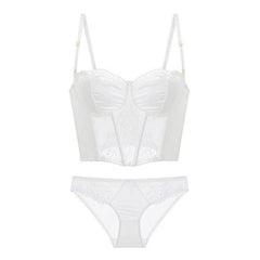 Push-Up-BH und Höschen-Set mit französischer Stickerei aus Gummiknochen