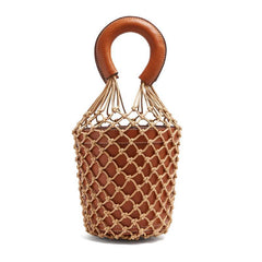 Woven fishnet rope bucket bag