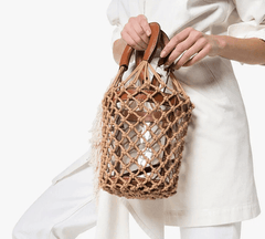 Woven fishnet rope bucket bag