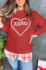 Sudadera con cuello redondo y hombros caídos con corazón XOXO