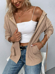 Strickjacke mit Reißverschluss und Kordelzug