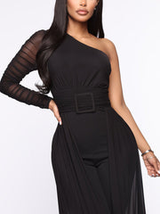 Mesh One Shoulder Jumpsuit