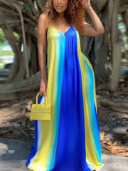 Vestido largo con tirantes finos y efecto degradado