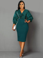 Midikleid mit Schlitz und Flash-Patchwork