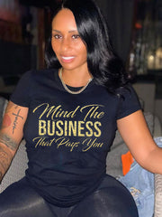 Camisetas informales con cuello redondo y estampado de letras