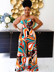 Printed Smocked Jumpsuit