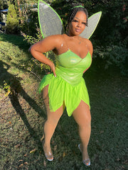 Conjunto de minivestido y alas de hada con lentejuelas