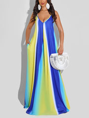 Vestido largo con tirantes finos y efecto degradado