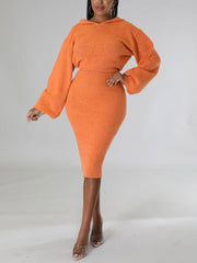 Knit Pullover Hoodie Dress