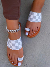 Plaid Clip Toe Flat Sandals