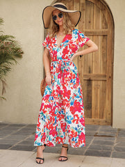 Vestido largo ajustado con estampado floral