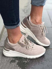 Zapatillas de cuña con cordones y cremallera lateral