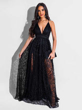 Backless Spaghetti Strap Mesh Dress