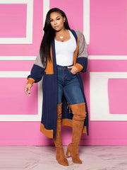 Maxi-Cardigan in Farbblock-Optik