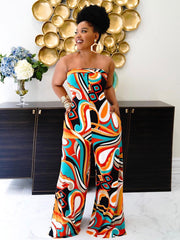 Printed Smocked Jumpsuit