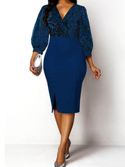 Midikleid mit Schlitz und Flash-Patchwork