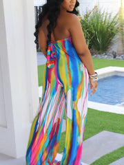 Tie-dye Backless Strapless Jumpsuit
