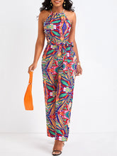 Ärmelloser Neckholder-Jumpsuit mit Bandage-Print
