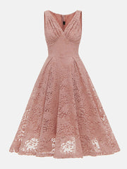 Vestido midi de encaje sin mangas