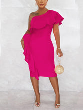 Ruffle Slit Evening Dress