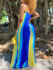 Vestido largo con tirantes finos y efecto degradado