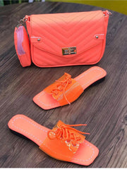 Pantuflas casuales de encaje de color liso