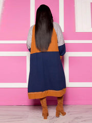 Maxi-Cardigan in Farbblock-Optik