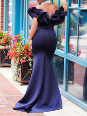 Off Shoulder Evening Maxi Dress