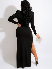 Maxikleid mit Strass-Schlitz und Dessous