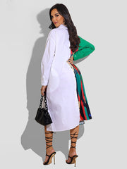 Midikleid mit Hemdkragen und Farbblockdesign