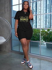 Camisetas informales con cuello redondo y estampado de letras