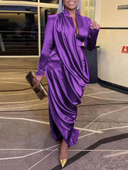 Party-Maxikleid aus Satin mit Stehkragen